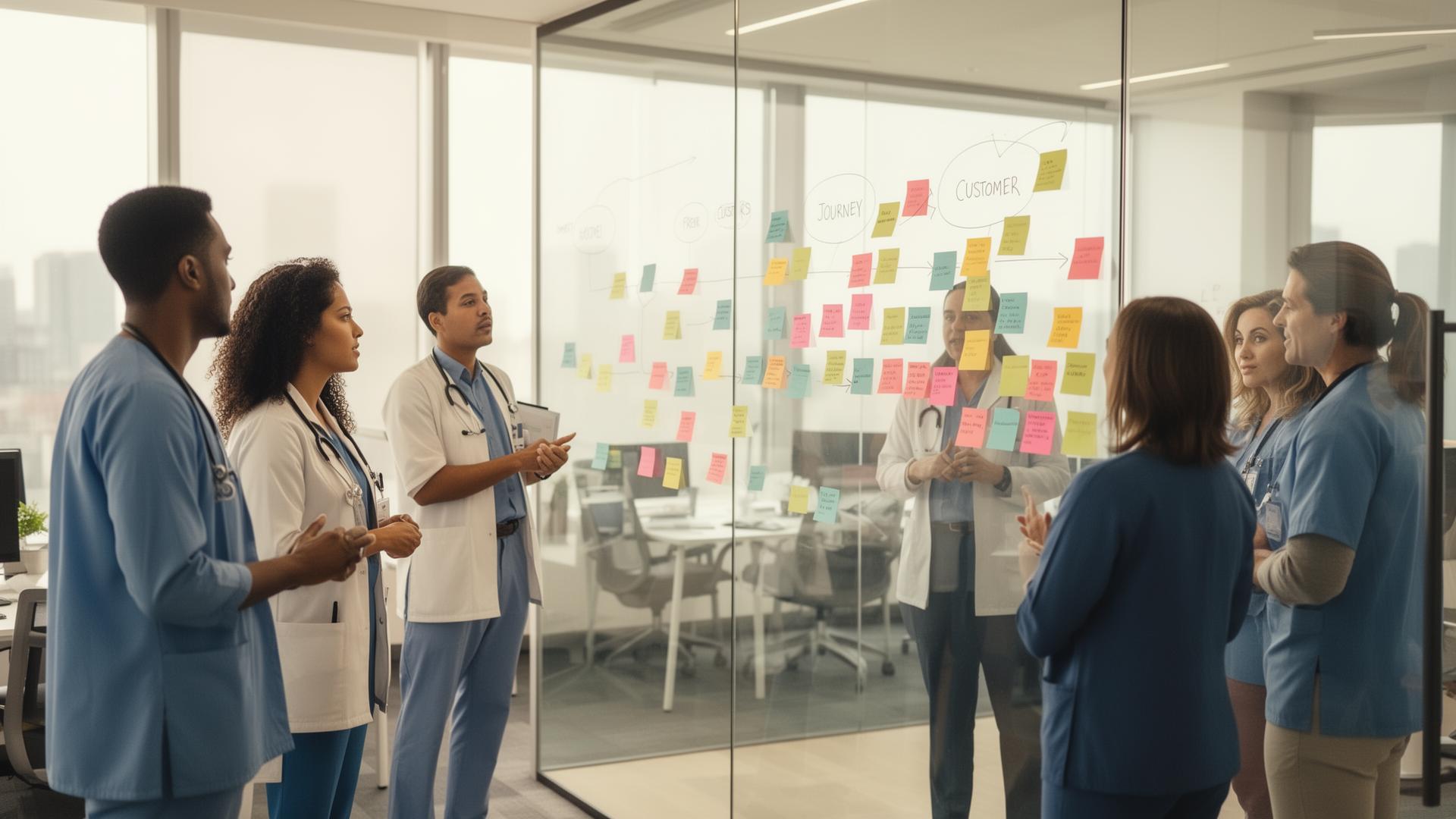 Working session with post-it notes during onboarding redesign